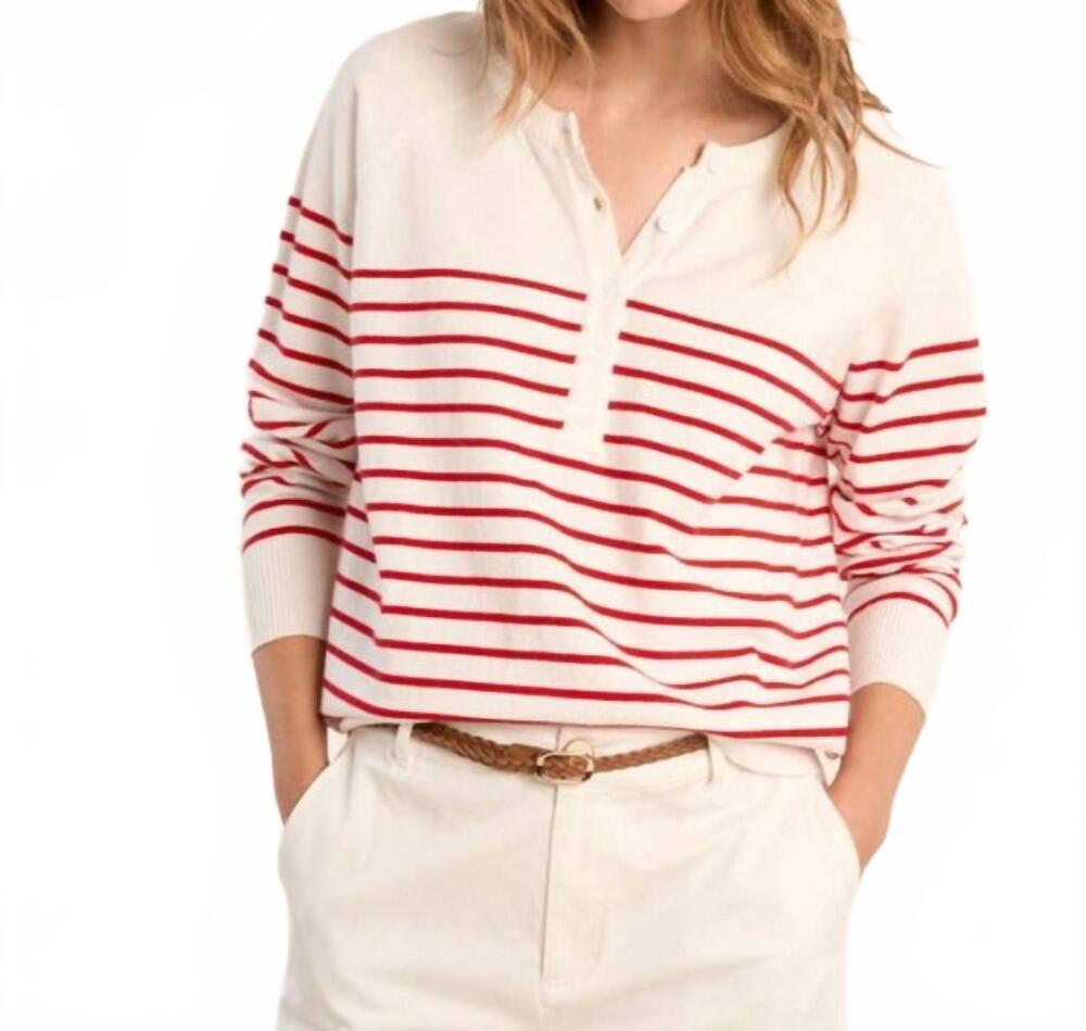 NEW MOLLY BRACKEN striped undershirt in off white/ red